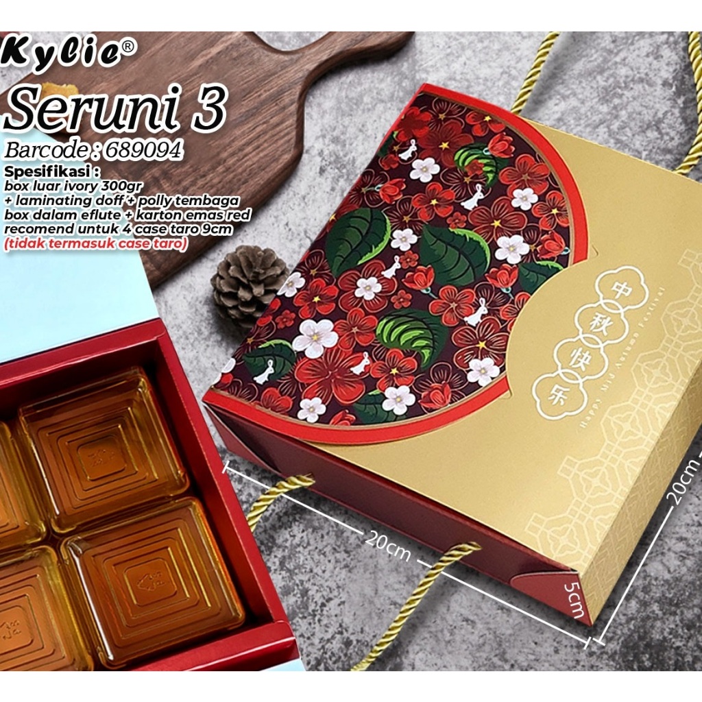 Seruni Box Mooncake 125gr กล่องขนมไหว้พระจันทร์สําหรับเนื้อหา 4 เค้ก 125gr กล่องขนมไหว้พระจันทร์ 100