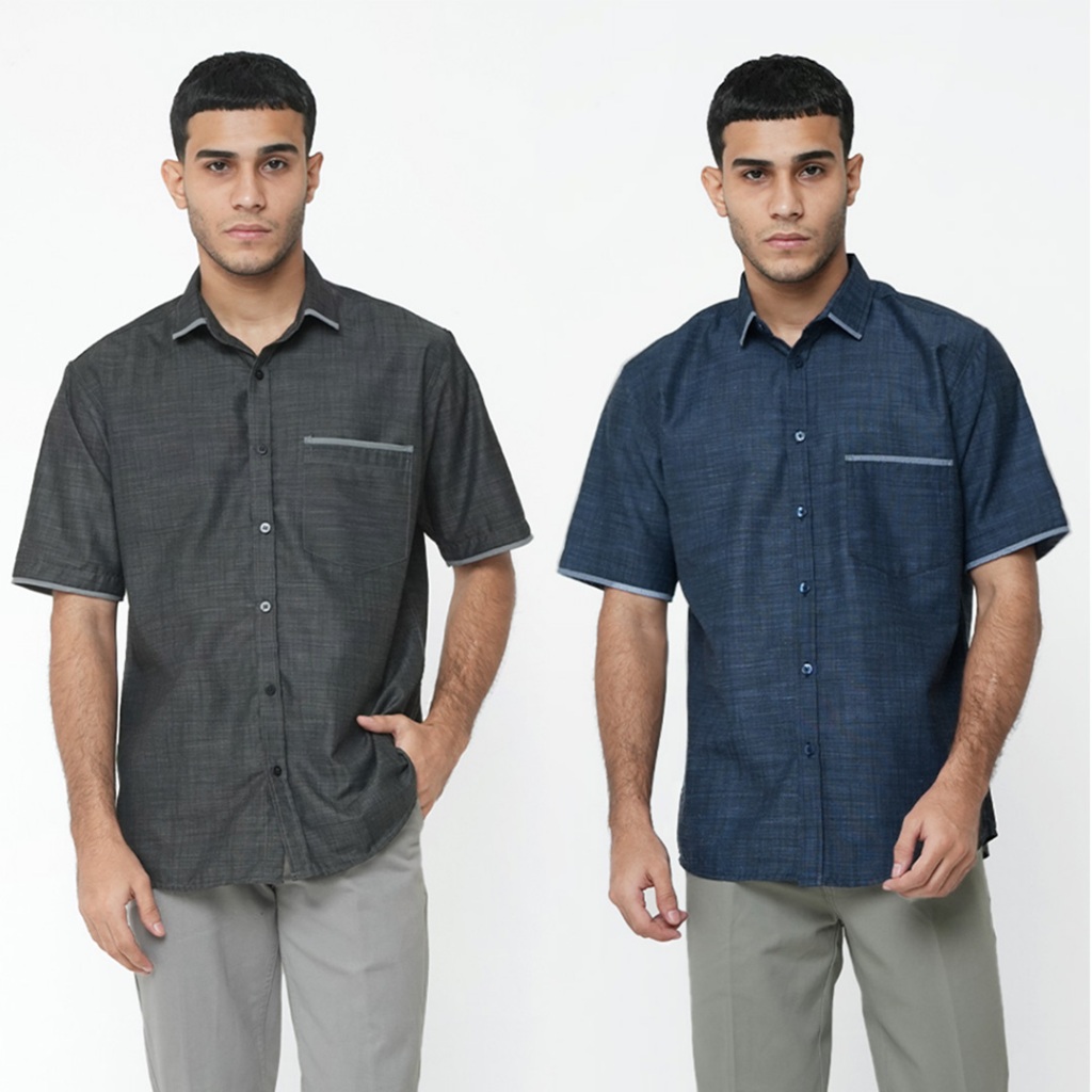 KEMEJA Casella เสื้อเชิ้ตแขนสั้นผู้ชาย Caelus ออกแบบรวมกัน