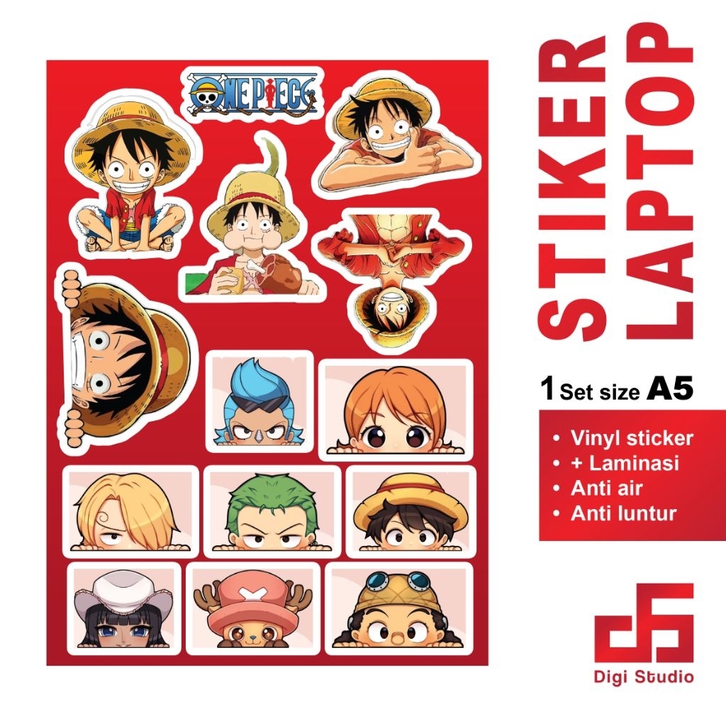 Digi Studio - สติ๊กเกอร์แผ่นตัวละคร ONE PIECE ชุด ONE ขนาด A5