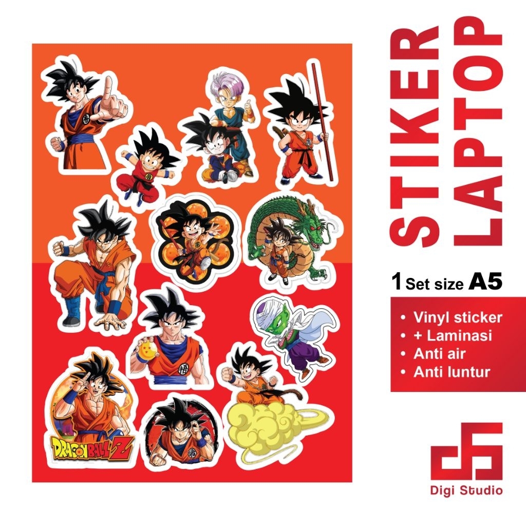 Digi Studio - Chibi Dragon ball Z character สติ๊กเกอร์แผ่นชุดเดียว ขนาด A5