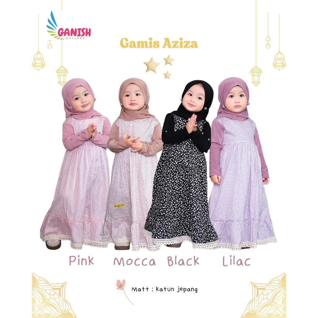 KATUN ล่าสุดเด็กผู้หญิง Gamis ผ้าฝ้ายญี่ปุ่นพรีเมี่ยม 6-12 เดือน 1 2 3 4 5 ปี Aziza ชุดฮิญาบ