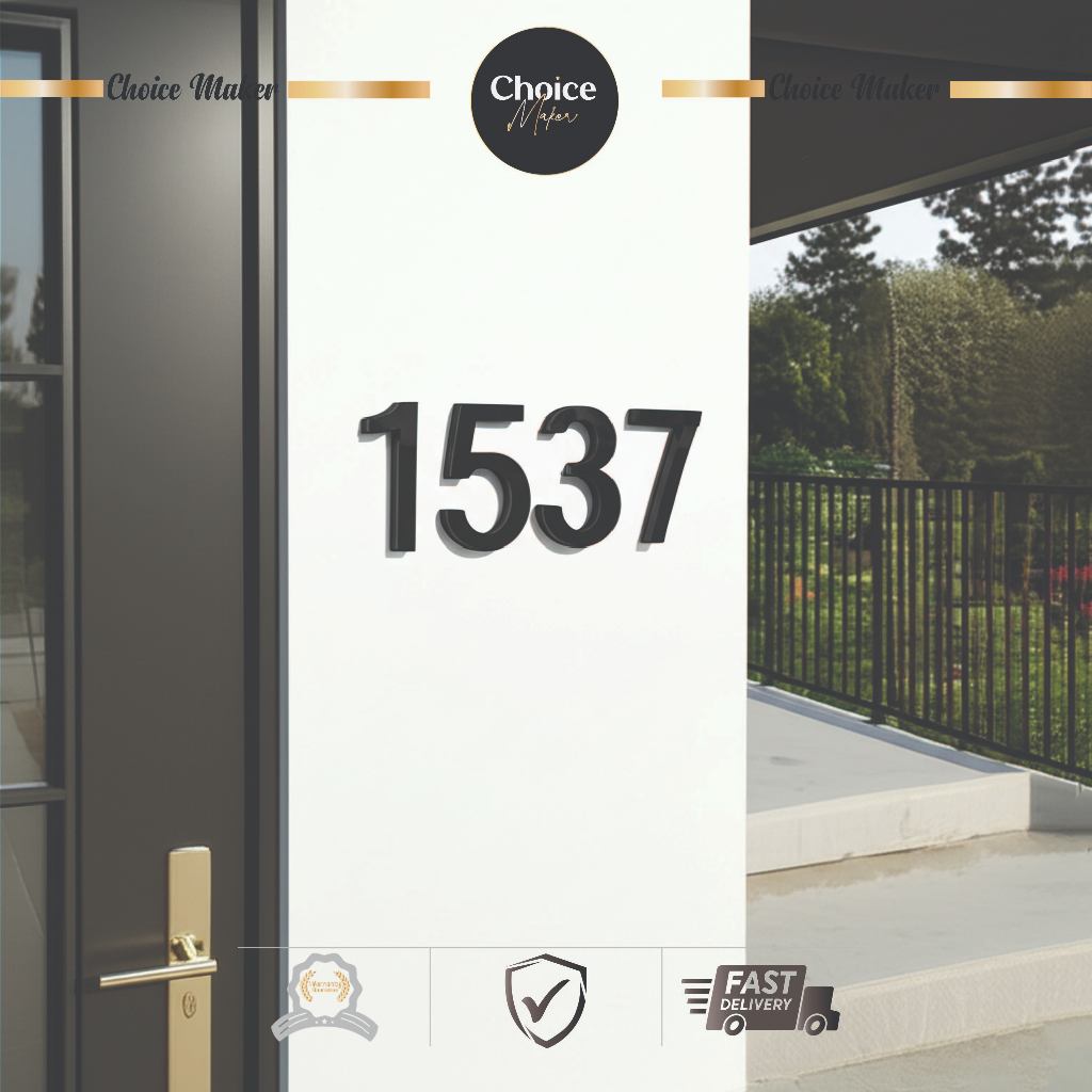 ความงามที่กําหนดเอง Minimalist Premium Acrylic House Number – Choice Maker M1