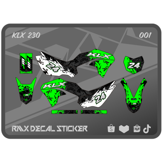 MERAH HIJAU KLX 230 S FULLBODY STICKER (001) KAWASAKI LX SE DECAL STICKER 2019 2020 2021 2022 2023 B