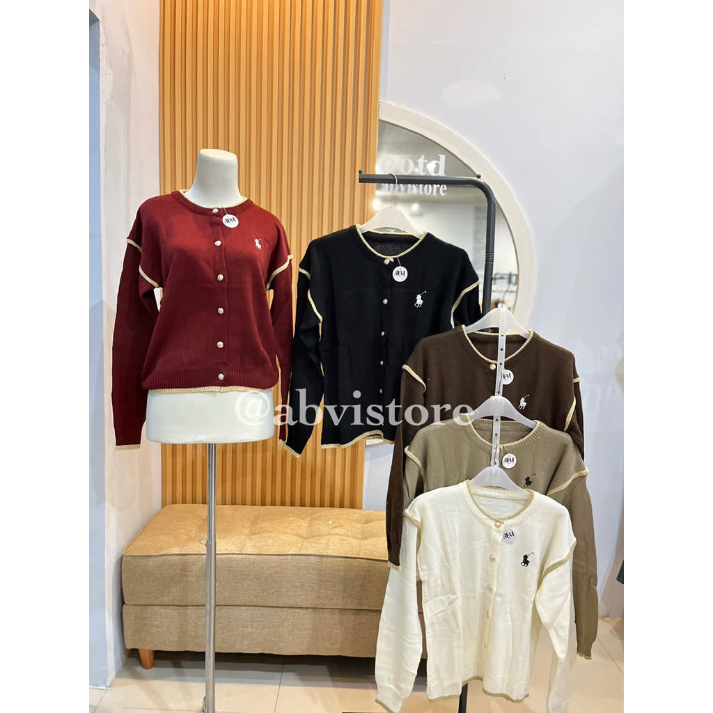 POLO STRIPED KNIT CARDIGAN