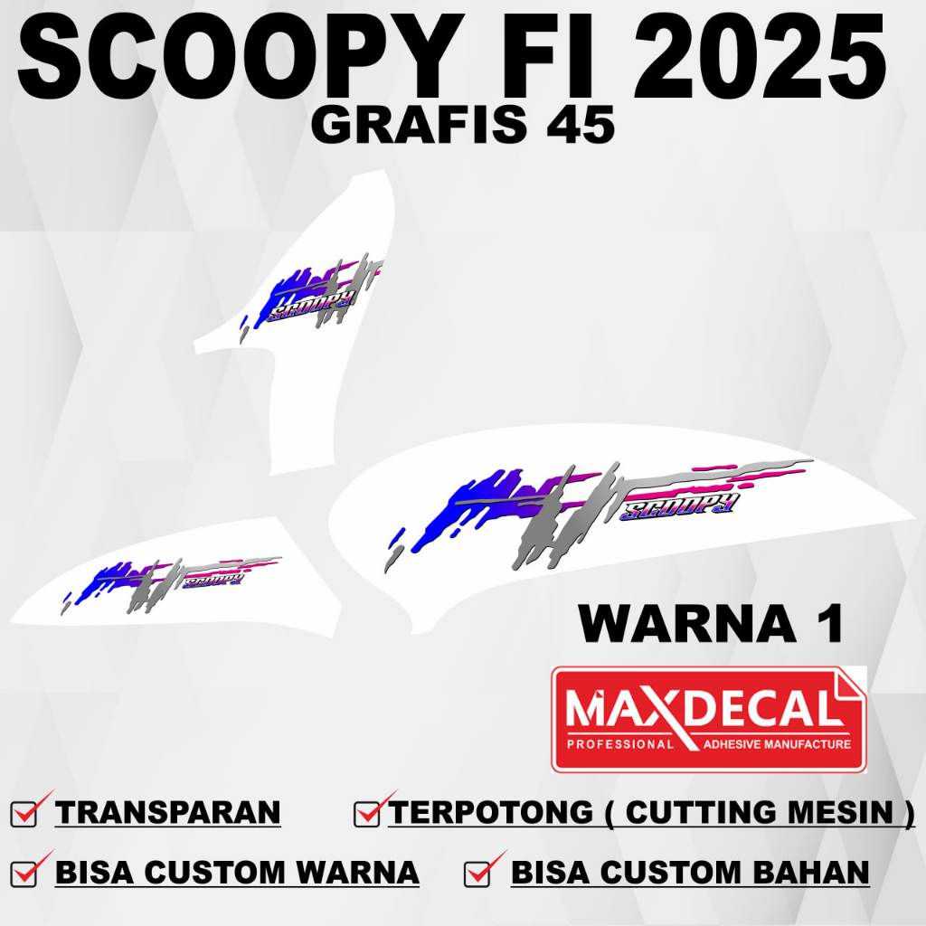 Scoopy fi 2025 Sticker / Scoopy fi 2025 Striping / Transparent Decal Sticker Scoopy fi 2025 กราฟิก 4