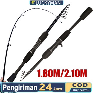 LUCKY MAN 1.8-2.1m Telescopic Fishing Rod Ultralight Spinning/Casting Fishing Rod Carbon Fiber Fishing Tackle Joran Pancing