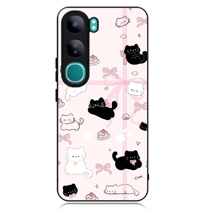 แมวน่ารัก ST0030 ปลอก HP Vivo V50 Lite V50 V40 Lite Y18 Y28 Y29 iQoo Z9x 4G 5G กรณีไฮบริด