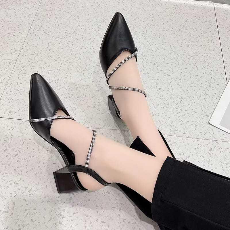 MD SHOP - Sandal Pesta Wanita High Heels Outfit Kerja Wisuda Tali Permata Blink-blink Glamor