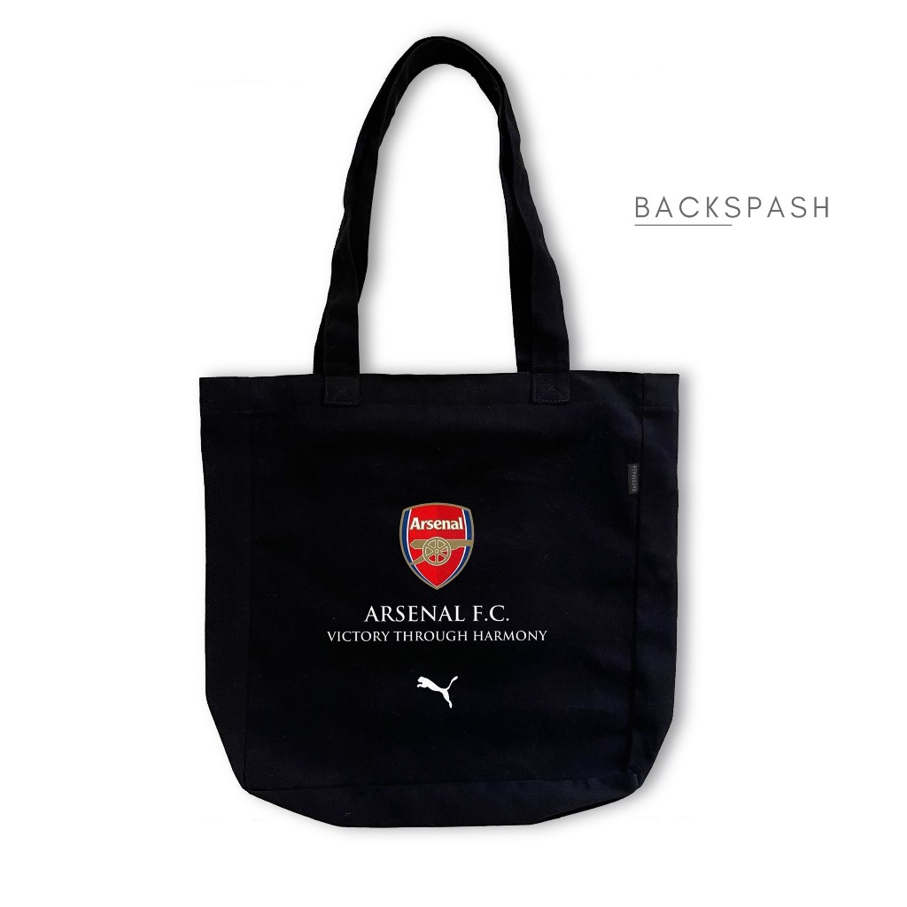 Arsenal Football Logo Zipper Black Canvas Tote bag H2- TKH Men Women College Tote bag