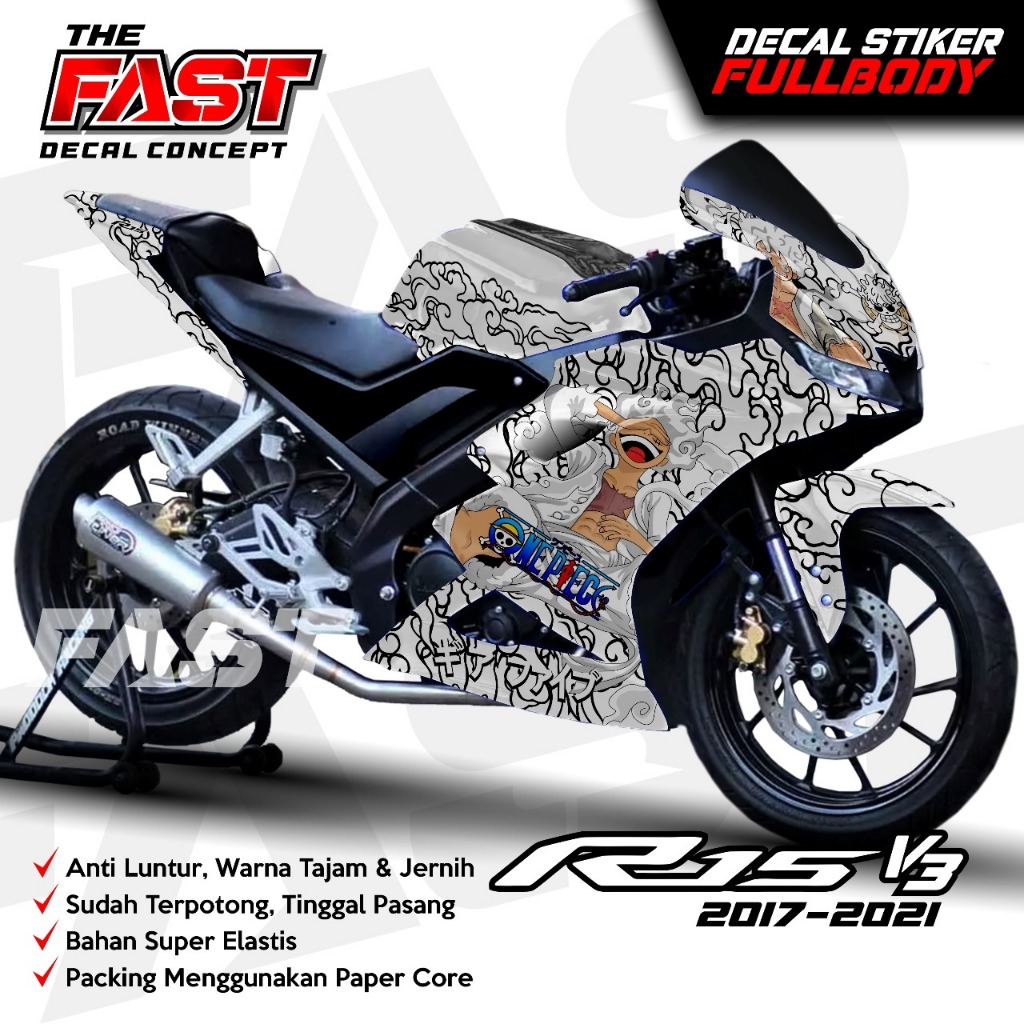 รูปลอก R15 V3 LUFFY GEAR 5 Fullbody ใหม่ล่าสุดสติกเกอร์ R15 GEAR 5 LUFFY Striping Decal Yamaha R15 V