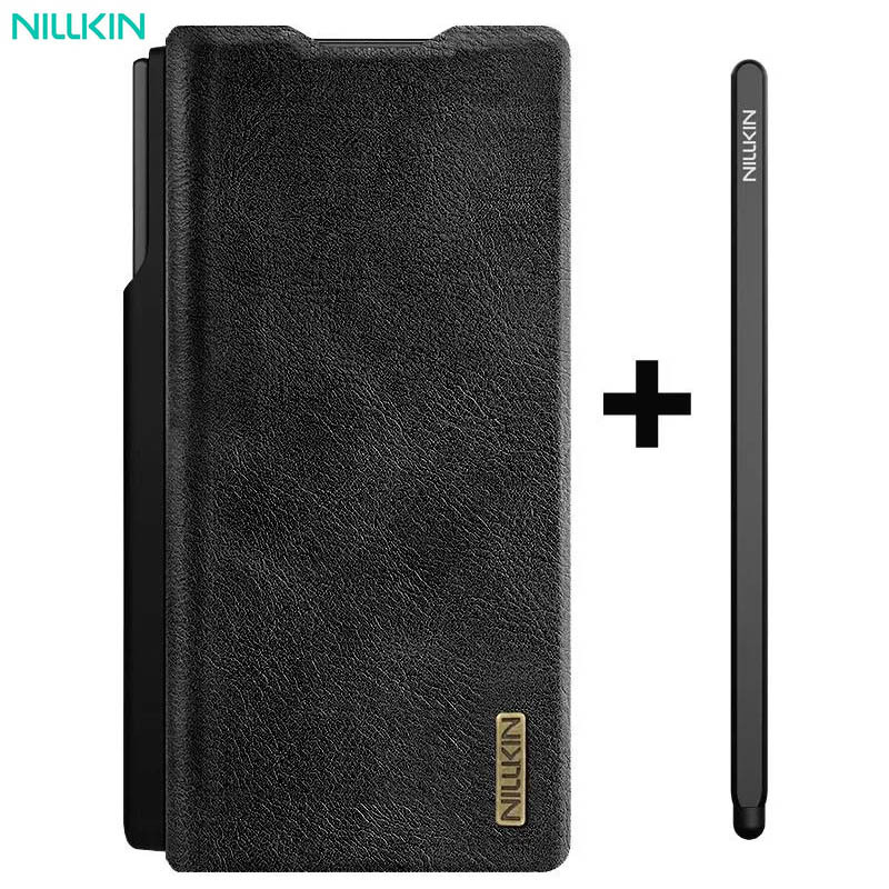 Nillkin Qin เคสหนัง Samsung Galaxy Z Fold 7 – สําหรับ Samsung Z Fold7 5G – ฟรี Nillkin Pencil เข้ากันได้สล็อตสําหรับ S-Pen Flip Cover Casing Shock Proof – โปรปัง