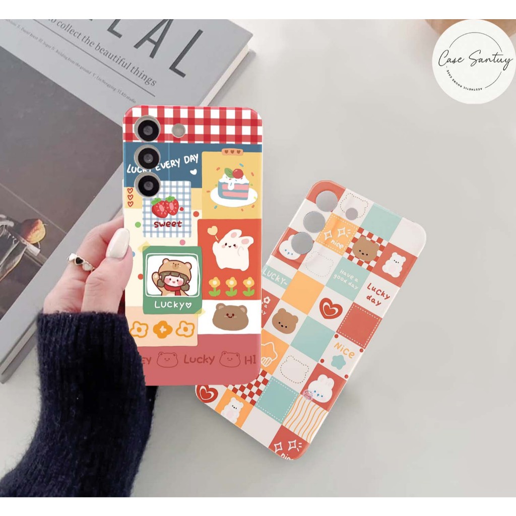 Softcase Aesthetic Vintage Bear น่ารักอินเทรนด์สําหรับ Samsung S10 S20 S21 S22 S23 S24 FE PLUS ULTRA