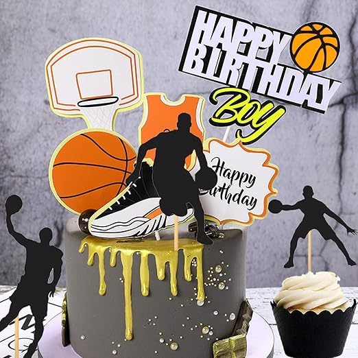 BASKETBALL THEME เค้ก TOPPER BASKETBALL HOOP รองเท้ากีฬา BASKETBALL/BASKETBALL BALL TOPPER เค้ก DECO