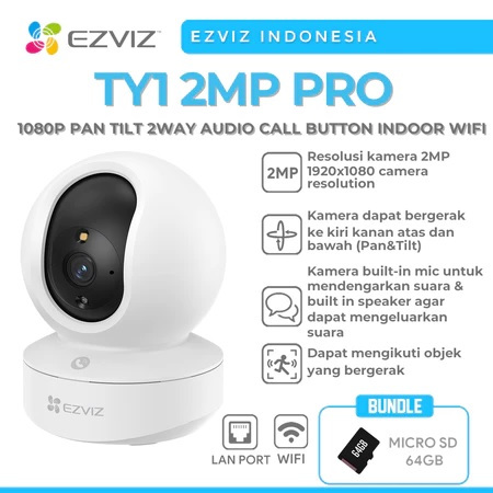 EZVIZ TY1 2MP PRO 1080P PAN TILT 2WAY AUDIO CALL BUTTON INDOOR WIFI ฟรี BRACKET / EZVIZ TY1 PRO