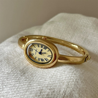 Jam Tangan Wanita Model Gelang Elegant Oval Jam Model Aesthetic Terbaru dengan Desain Romawi Klasik Elegant