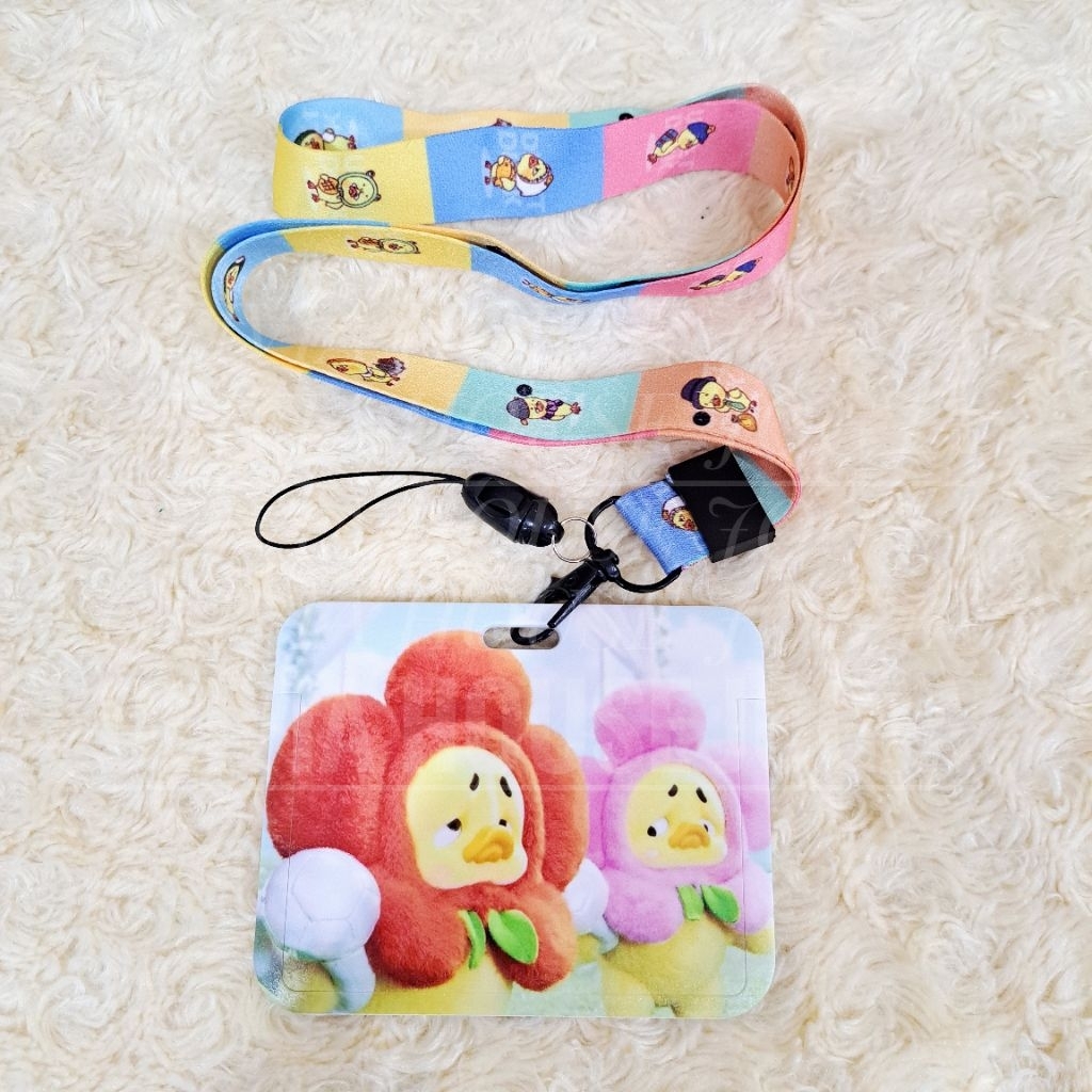 ID Card Holder Upset Duck Flower Lanyard Name Tag Holder Duck Upset Duck