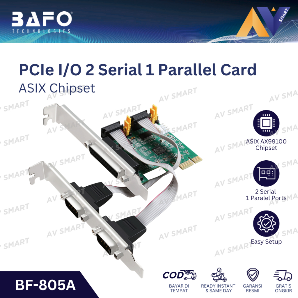 BAFO PCIe I/O 2 Series DB9 1 Parallel DB25 PCI Express การ์ดขยาย BF-H805A BFH805A
