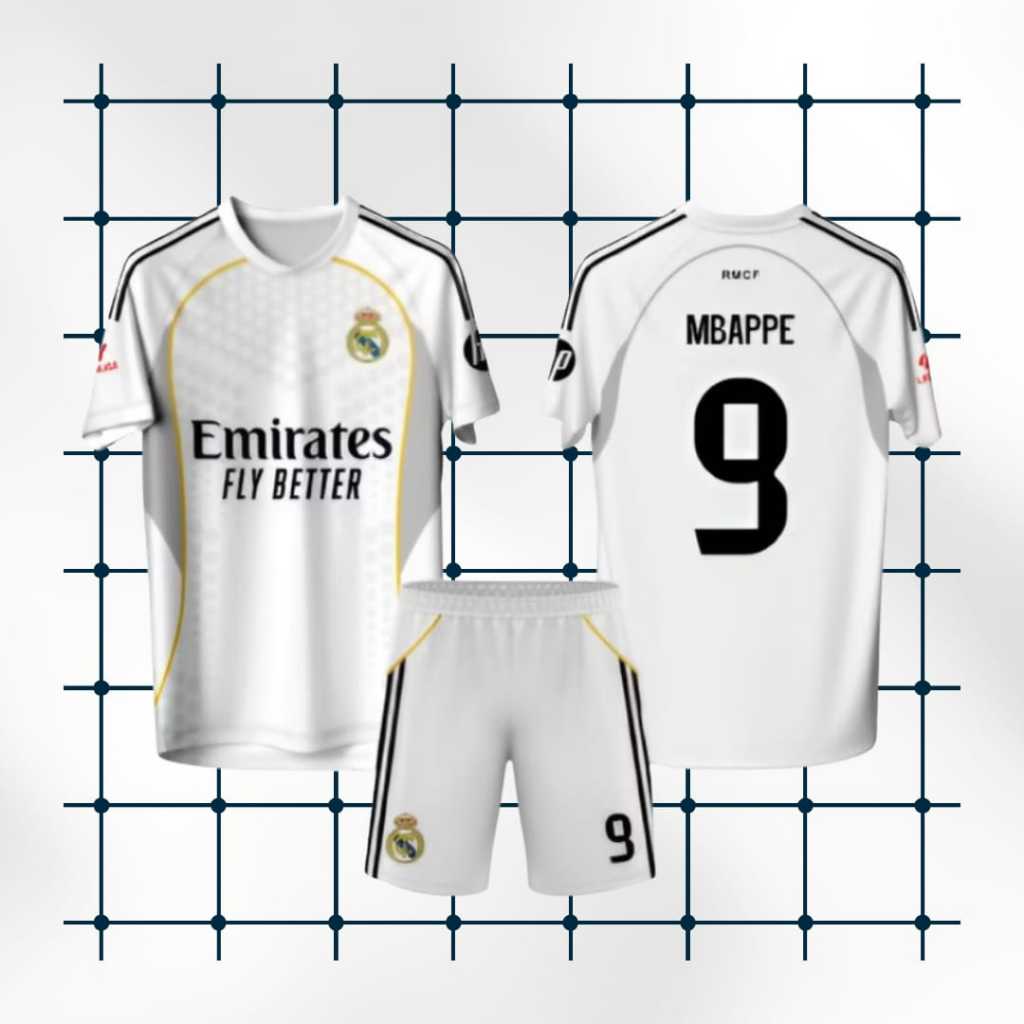 REAL MADRID HOME JERSEY 2025/2026 MBAPPE FREE NAME AND BACK NUMBER