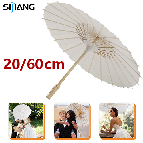 XIJIANG ร่มกระดาษ DIY ร่มวาดภาพ 20/60 ซม. ร่มทาสีธรรมดาขนาดเส้นผ่าศูนย์กลางสีขาว