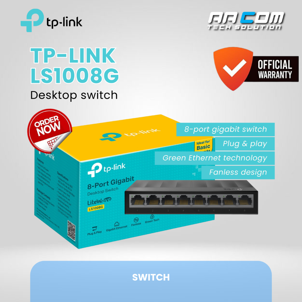 TP-LINK 8 PORT LS1008G GIGABIT TP-LINK DESKTOP SWITCH HUB LS1008G