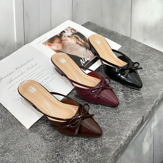 Heels Wanita Glossy Hak 3cm - Sandal Wanita Model Selop Slip On Elegan