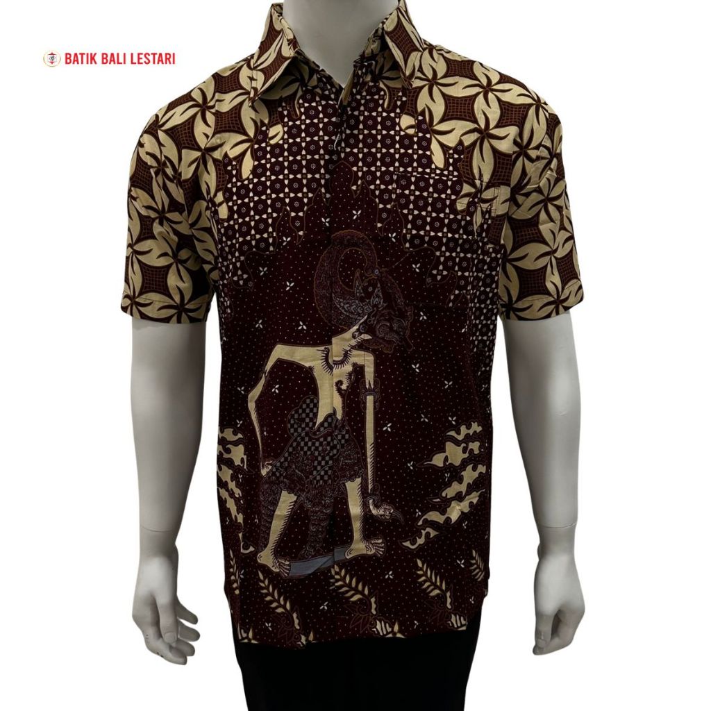 KEMEJA Batik Bali Lestari Short Sleeve wayang motif Batik Shirt (MWU)