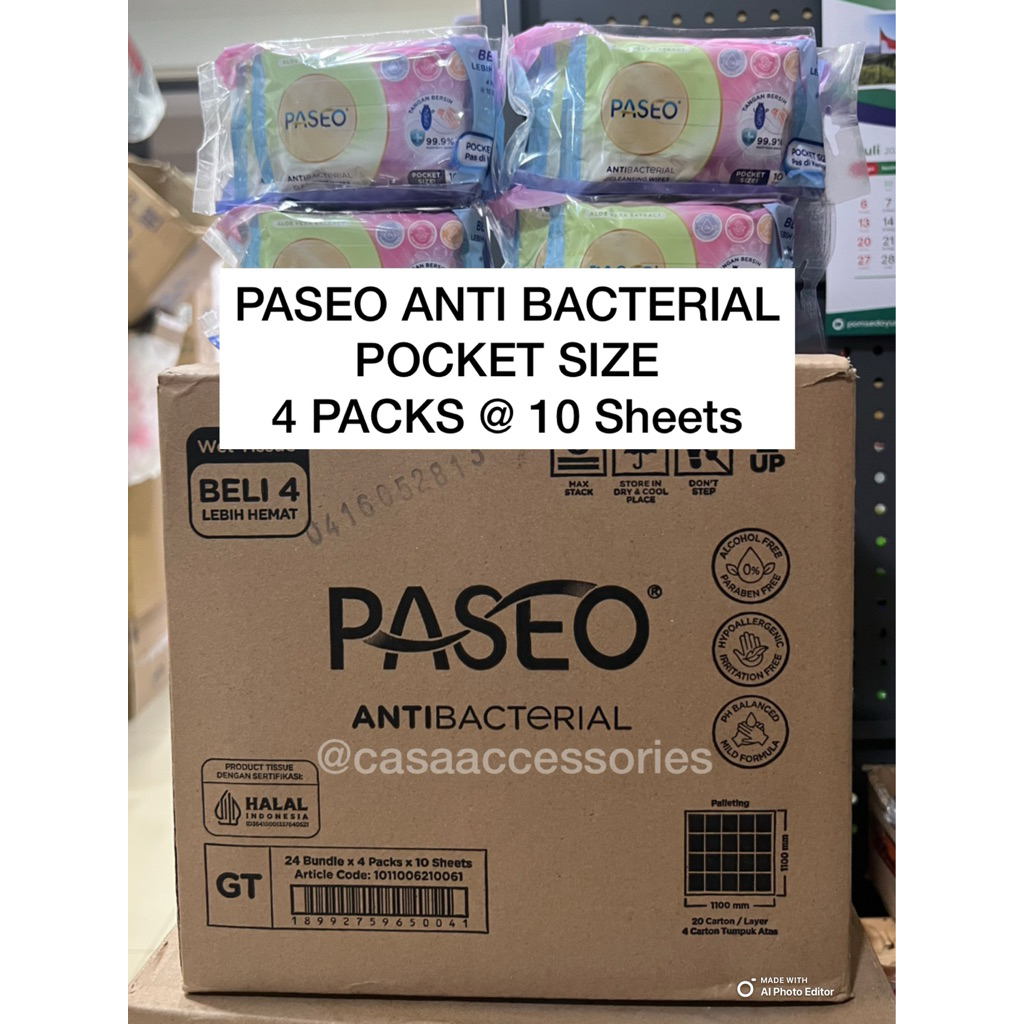 PASEO MINI WET TISSUE / PASEO ANTI BACTERIAL WET WIPES POCKET SIZE / Paseio Antibiotic WET Tissue / 