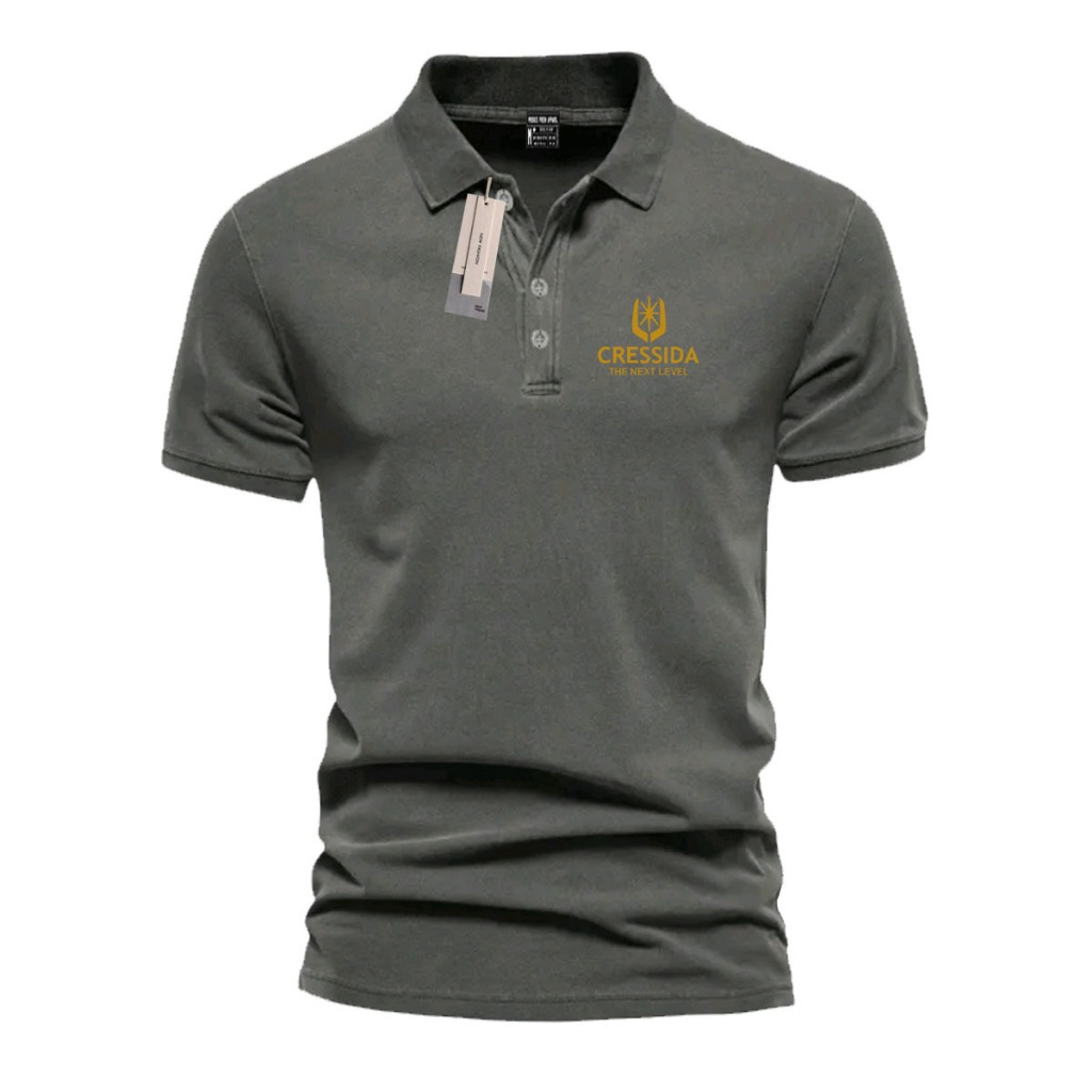 Cress Bintang Text gold เสื้อโปโลแขนสั้นคุณภาพพรีเมี่ยมสําหรับผู้ชายและผู้หญิง S-3XL
