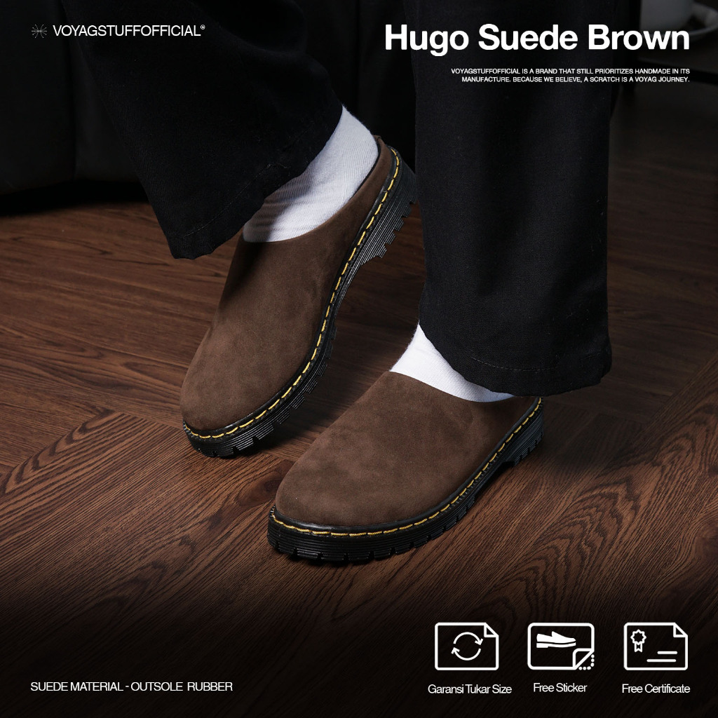 Voyagegstuffofficial - รองเท้าแตะ Hugo Suede Brown Men