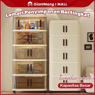 GiantMeng - Lemari Plastik Lipat Beroda 48CM | Estetik, Tanpa Instalasi | Kapasitas Besar DIY