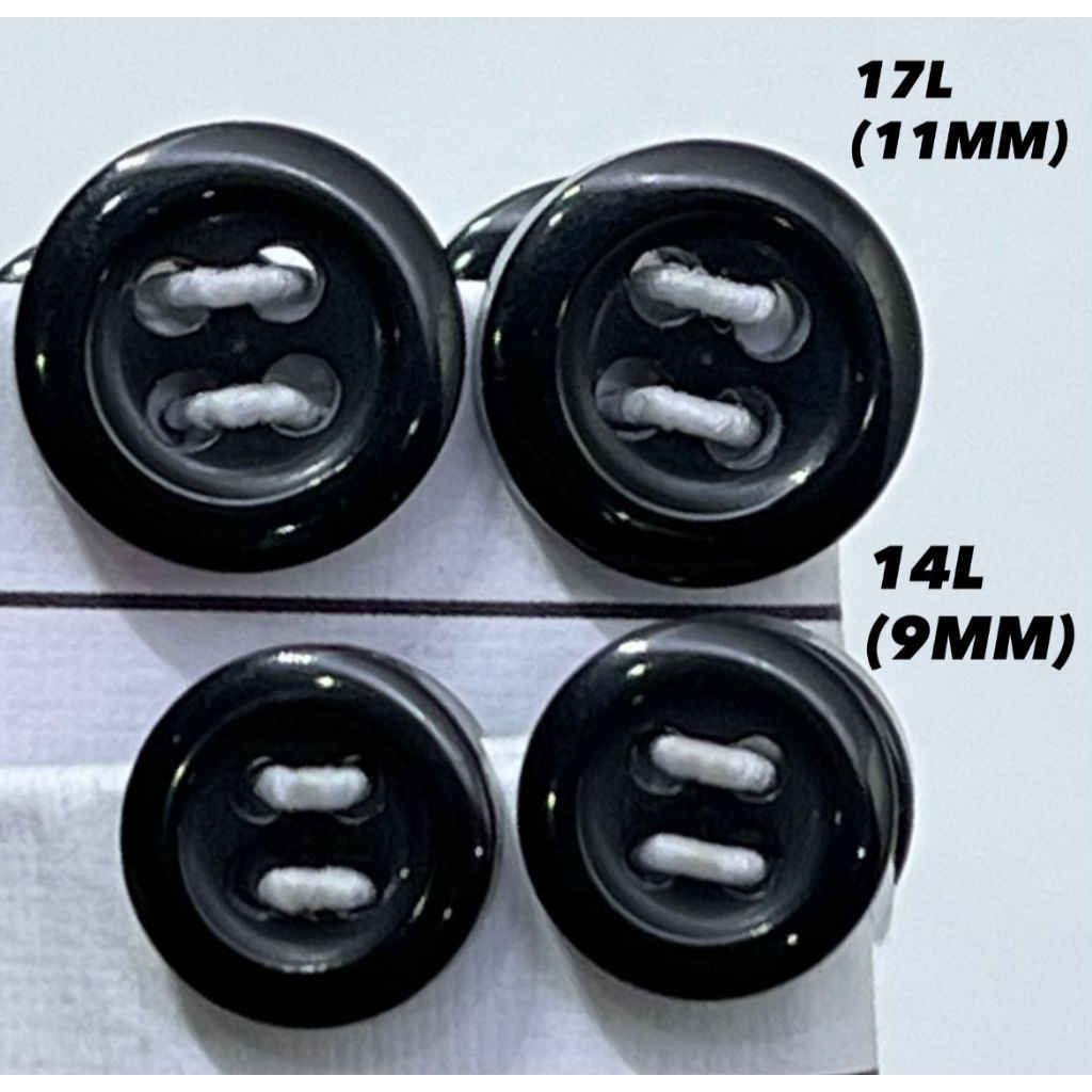 KEMEJA ปุ่มคอปกและเสื้อสีดําขนาด 17L, 14L / 11mm และ 9mm EXPORT QUALITY C12501-17 และ 14 B001 สีดํา