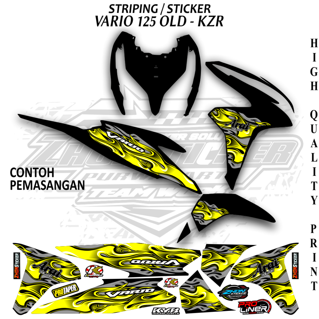 Striping Variations สําหรับ Honda Vario 125 Old Vario Kzr Flame Motif สติกเกอร์ไวนิล Polet Body Variations