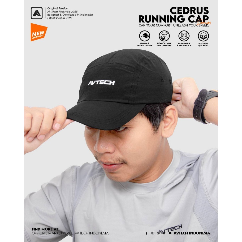 AVTECH - หมวกวิ่ง กระบังหน้าป้องกันรังสียูวีแห้งเร็วกลางแจ้งทุกขนาด - หมวก CEDRUS