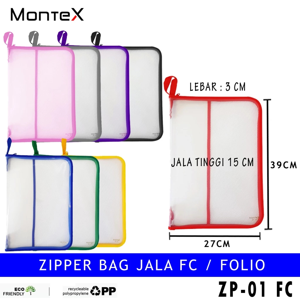 A39 ZIPPER BAG MESH FOLIO F4 พลาสติกแผนที่ ZIPPER NET THICK MATERIAL/ZP-01 FC (UNIT)