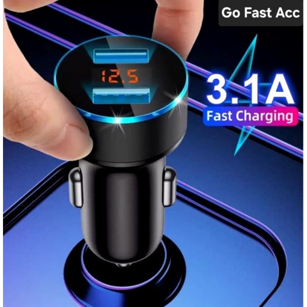 Saver Car Charger LED SP-206 Car Fast Charging 18W 5V 3.1A 2 พอร์ต USB + LED Power Quick Charger 3.0