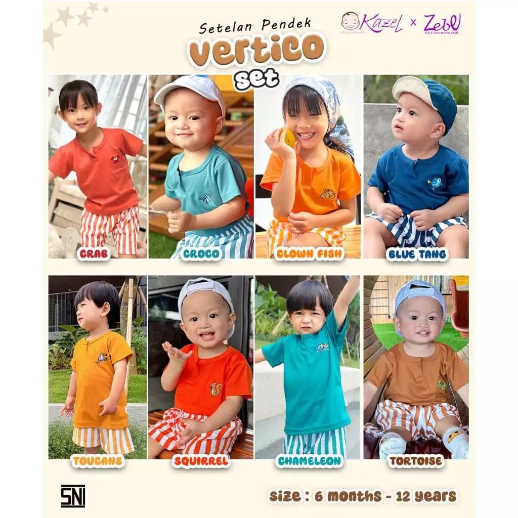 KAZEL Zebe Vertico Short Set (1 ชุด) 6 เดือน - 11 ปี