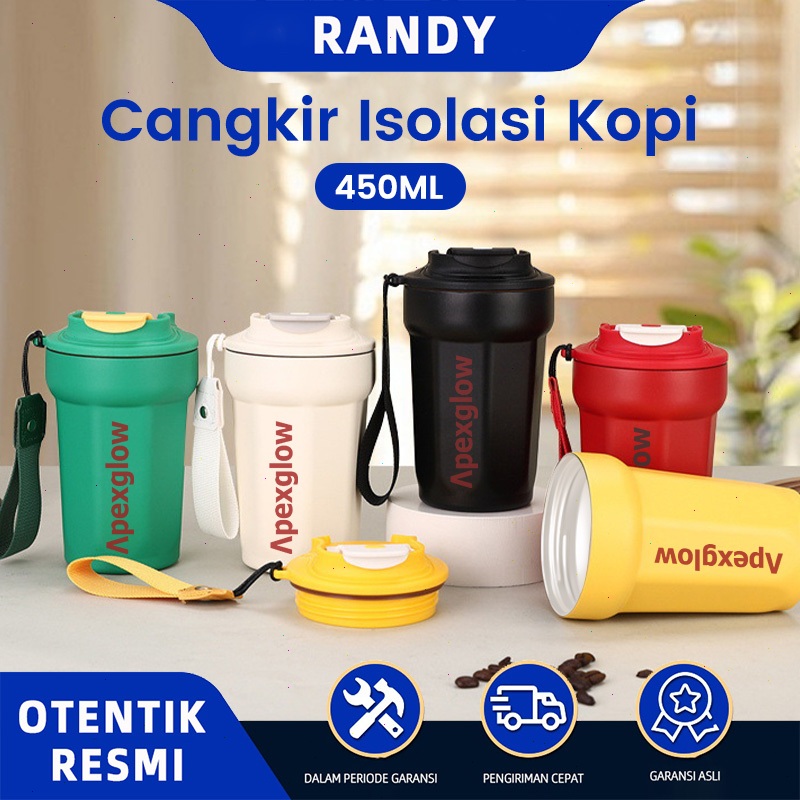 RANDY Stainless Premium 450ml แก้วน้ําสแตนเลสแบบพกพาทนความร้อนและเย็น BPA ฟรี ZH021