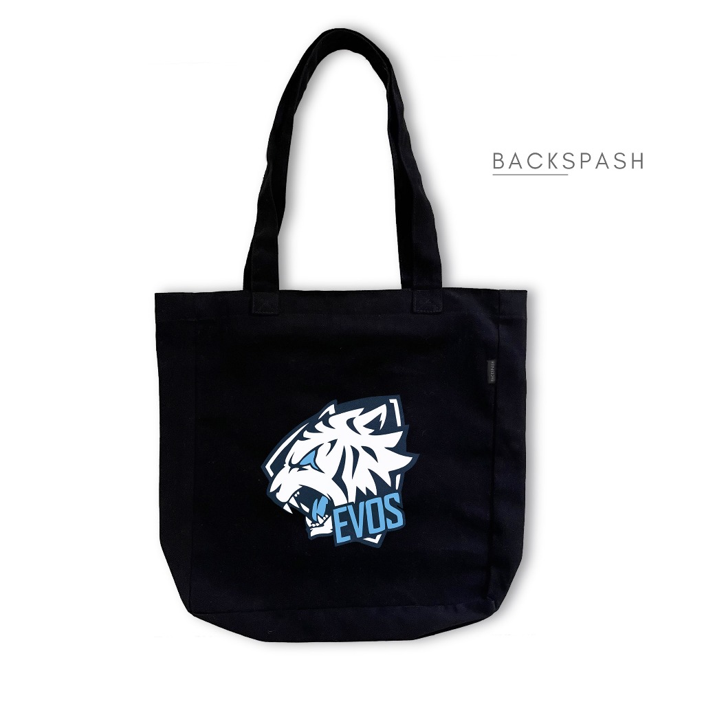 Street Wear Black Canvas Tote bag Logo E sports P2 - TKH Men Women College Tote bag