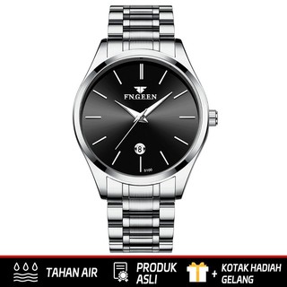 FNGEEN Men Fashion Business Watch Calendar Waterproof Stainless Steel Quartz Watch