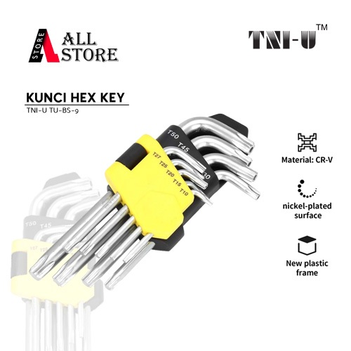 TNI-U TU-BS 9 BALL END HEX KEY SET - ROUND END L-TYPE INBUS KEY - DURABLE PRECISION HEX KEY KEY KEY 