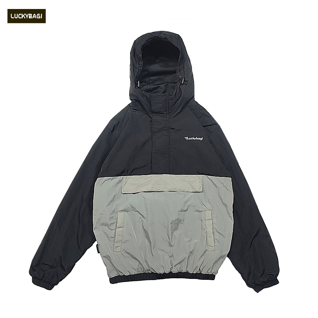 ELBI Anorak Jacket สีบล็อกวินเทจ Anorak Jacket Windbreaker Motor Outdoor Casual