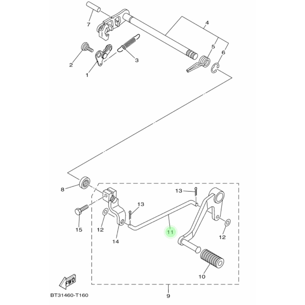 คัน SHIFT U IRON VISION R เกียร์ความดัน PEDAL CONNECTION ต้นฉบับ YAMAHA BT3-E8115-00