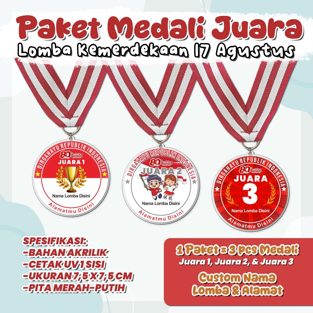 CHAMPION MEDAL PACKAGE / PERLOMBAN (รวมที่ 1, 2nd Place, 3rd Place) - การออกแบบเหรียญที่กําหนดเองสํา