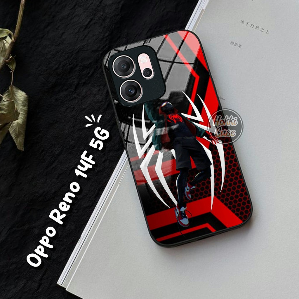 เคส HP Oppo Reno 14F Spiderman Motif - Oppo Reno 14F 5G Glass Softcase - เคสโทรศัพท์ Oppo Reno 14F -