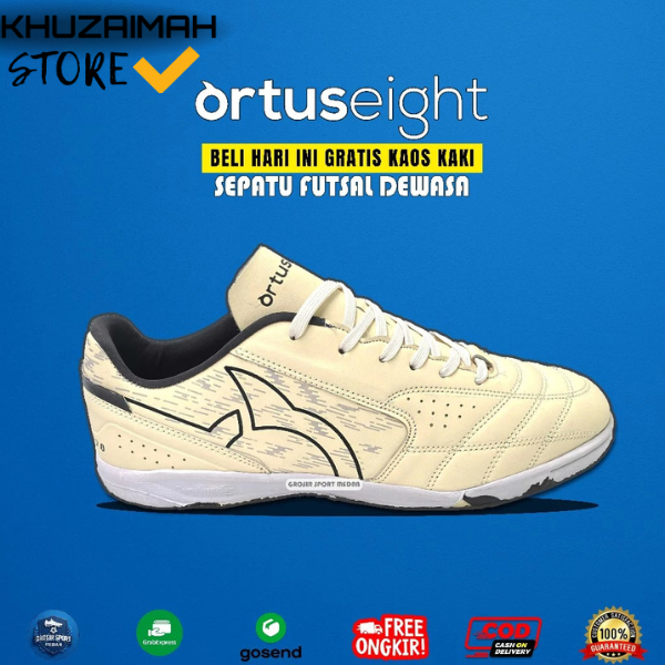 ORTUS ADULT FUTSAL SHOES - JOGOSALA VANQUISH - ORTUSEIGHT - WHITE CREAM BLACK
