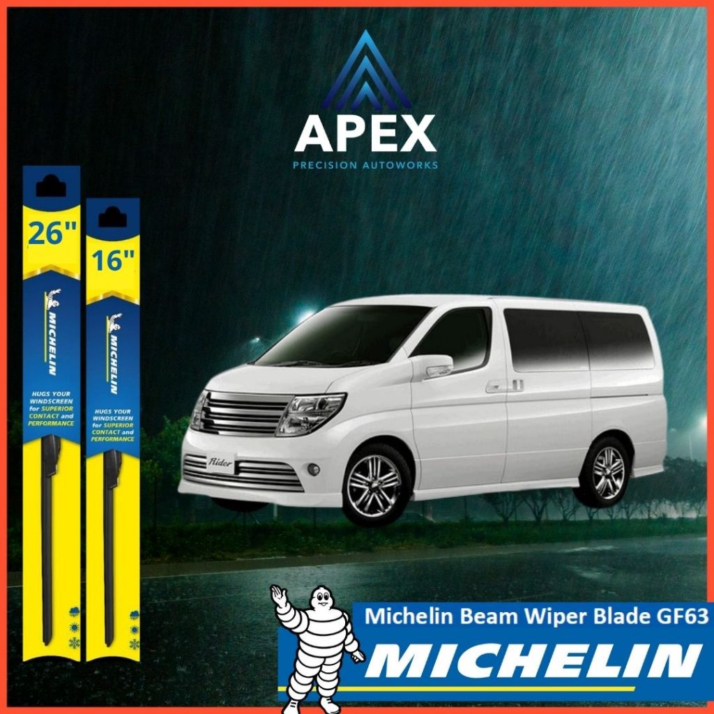 MICHELIN FRAMELESS WIPER GF63 สําหรับ NISSAN ELGRAND E52