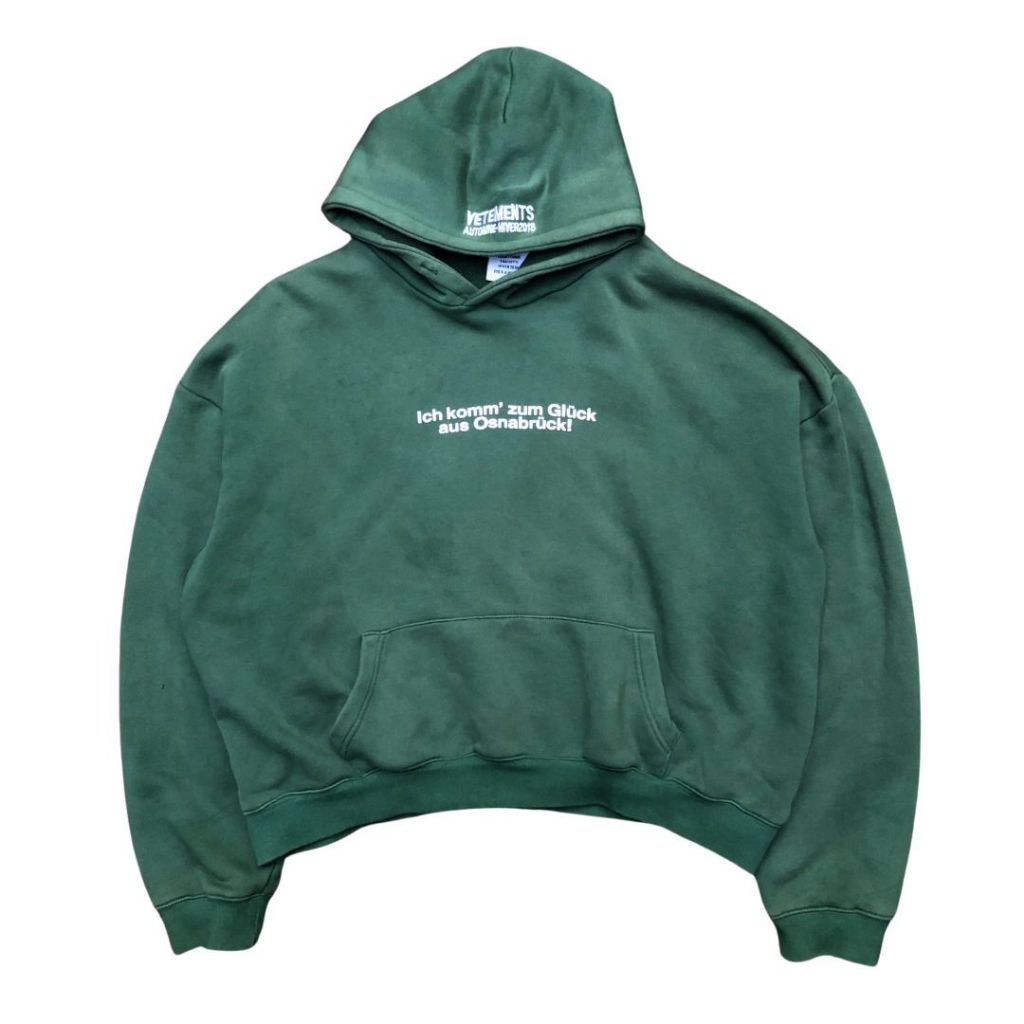VETEMENTS BOXY HOODIE Ich komm zum Glück aus Osnabrück หายาก