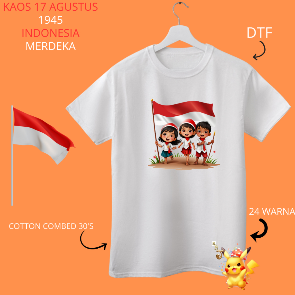 MERAH TSHIRT สําหรับ 80TH INDONESIAN INDEPENDENCE DAY, AUGUST 17, 2025, INDONESIA, INDEPENDENCE, RED