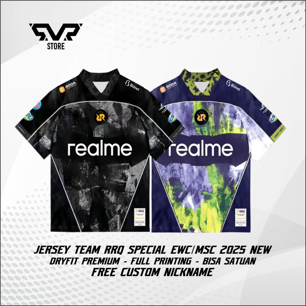 ใหม่ล่าสุด JERSEY TEAM RRQ เสื้อยืด EWC/MCS 2025 ฟรีชื่อฉายแบบกําหนดเอง