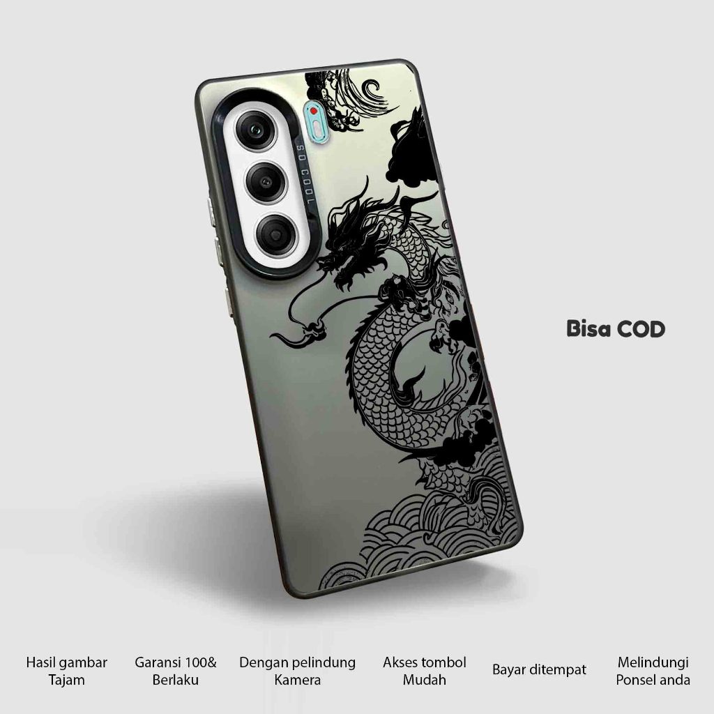 HP ล่าสุด TECNO CAMON 40 PRO 5G CASE - Black Dragon Character Motif - Matte Hard IMD โฮโลแกรมมือถือ 
